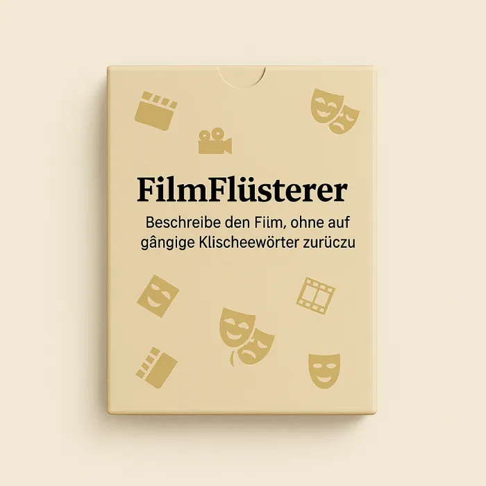 Filmflüsterer – Filmspiel Kartenspiel zum Filme erraten. Kino Tabu Spiel für Filmfans und Serienjunkies. Film Quiz Partyspiel mit 50 Film- und Serienkarten, Movie Night Game.